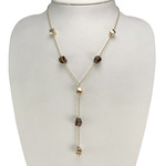 Collier d'occasion or 750 jaune maille jaseron quartzs fumés 42 cm - vue 2