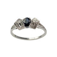 Bague d'occasion or 750 blanc saphir diamants