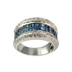 Bague d'occasion or 750 blanc saphirs diamants - vue 1