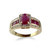 Bague d'occasion or 2 tons rubis diamants - vue V1