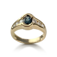 Bague d'occasion or 750 jaune saphir diamants