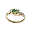 Bague d'occasion or 750 2 tons émeraudes diamants - vue V1