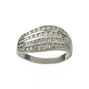 Tweedehands gouden 750 witte zirkonia ring