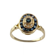Bague d'occasion or 750 jaune saphirs diamants