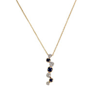 Collier d'occasion or 750 2 tons maille jaseron diamants saphirs 42 cm
