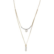 Collier d'occaison or 375 2 tons maille forçat perles de culture de chine diamants 45 cm
