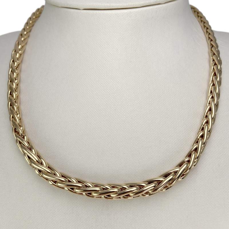 Collier en chute d'occasion or 750 jaune maille palmier 45 cm - vue 2