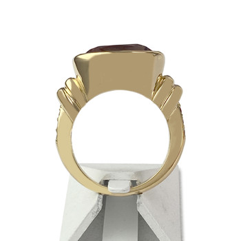 Tweedehands gouden ring 750 geel amethist robijn