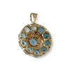 Pendentif d'occasion or 750 2 tons topazes bleues diamants - vue V2