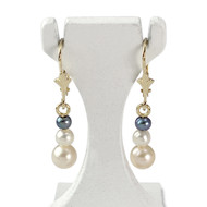 Boucles d'oreilles dormeuses d'occasion or 750 jaune perles de culture