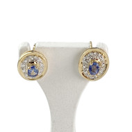 Boucles d'oreilles clous d'occasion or 750 2 tons diamants saphirs