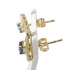 Boucles d'oreilles clous d'occasion or 750 2 tons diamants saphirs - vue V2