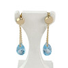 Boucles d'oreilles pendants d'occasion or 750 jaune topazes bleues - vue V1