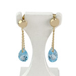 Boucles d'oreilles pendants d'occasion or 750 jaune topazes bleues - vue 1