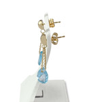 Boucles d'oreilles pendants d'occasion or 750 jaune topazes bleues - vue 2