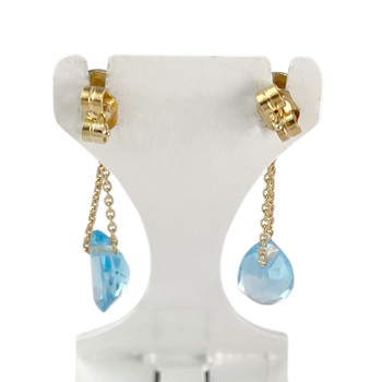 Second-hand earrings 750 gold yellow topazes blue