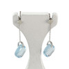 Boucles d'oreilles d'occasion or 750 blanc topazes bleues traitées - vue V1