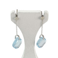 Boucles d'oreilles d'occasion or 750 blanc topazes bleues traitées