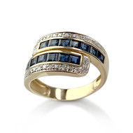 Bague d'occasion or 750 2 tons diamants saphirs