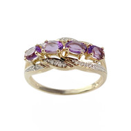 Bague d'occasion or 750 2 tons amethystes diamants