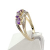 Bague d'occasion or 750 2 tons amethystes diamants - vue V2