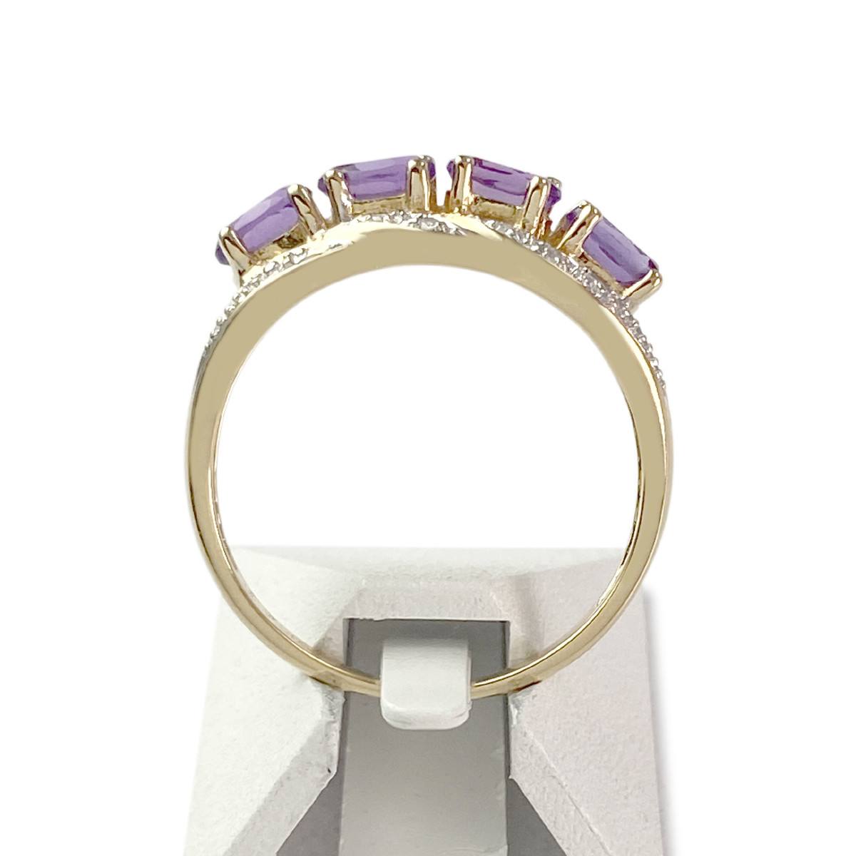 Bague d'occasion or 750 2 tons amethystes diamants - vue 3