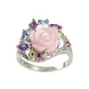 Bague d'occasion or 375 blanc pierres fines - vue V1