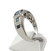 Bague d'occasion or 750 blanc saphirs diamants - vue V2