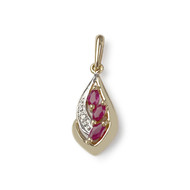 Pendentif d'occasion or 750 2 tons rubis diamant