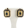 Boucles d'oreilles clous d'occasion or 750 jaune saphirs diamants - vue V1