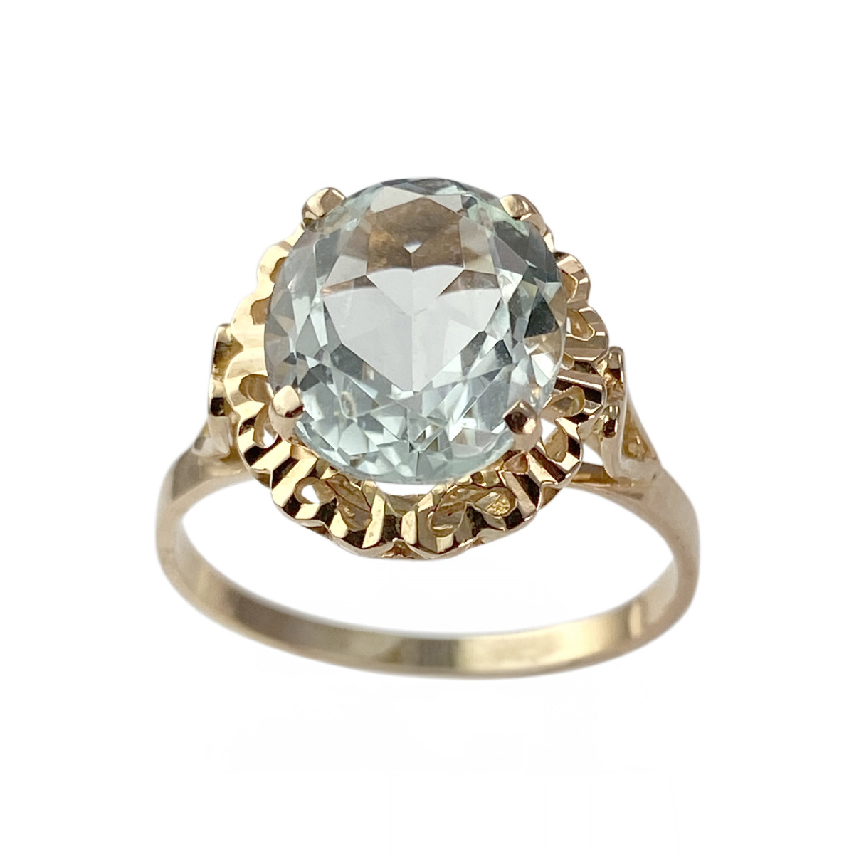 Bague d'occasion or 750 jaune aigue marine