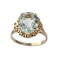 Bague d'occasion or 750 jaune aigue marine