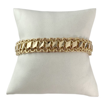 Tweedehands armband goud 750 geel fancy mesh 19 cm