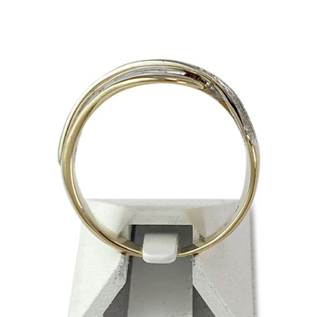 Tweedehands ring 2 gouden 750 zirkonia's