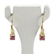 Boucles d'oreilles brisures d'occasion or 750 jaune rubis zirconias