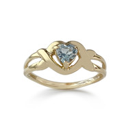 Bague d'occasion or 750 jaune topaze traitée sky blue coeur