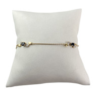 Bracelet d'occasion or 375 2 tons maille forçat saphirs diamants 18,5 cm