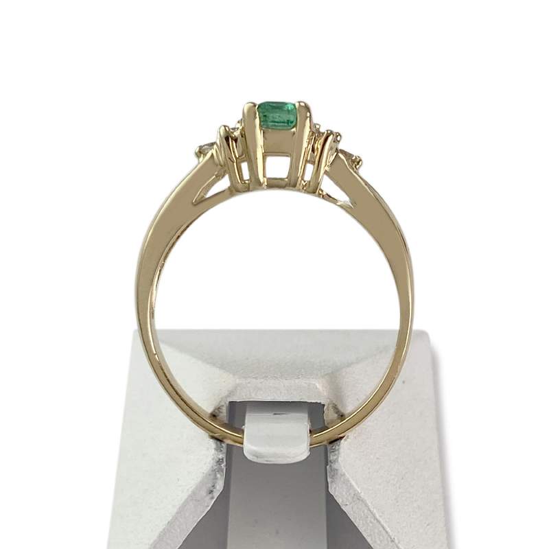Bague d'occasion or 585 jaune émeraude diamants - vue 3