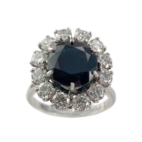 Bague d'occasion or 750 blanc saphir diamants
