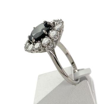 Second-hand gold 750 white sapphire diamond ring