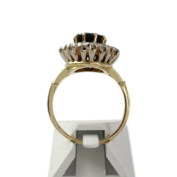 Second-hand gold 750 2-tone sapphire diamond ring