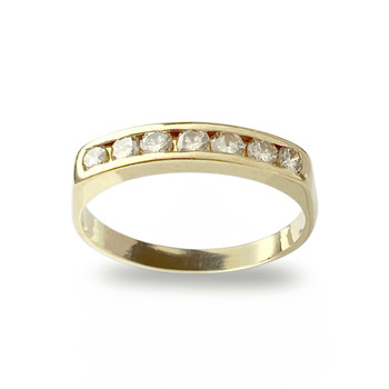 Tweedehands gouden ring 750 gele diamanten