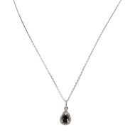 Collier d'occasion or 375 blanc maille forçat saphir diamant 42 cm