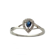 Bague d'occasion or 375 blanc saphir diamants