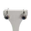 Boucles d'oreilles clous d'occasion or 375 blanc saphirs diamants - vue V1