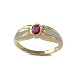 Pre-owned 14K two-tone gold ring with rubies - view 1