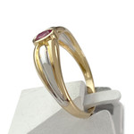 Pre-owned 14K two-tone gold ring with rubies - view 2