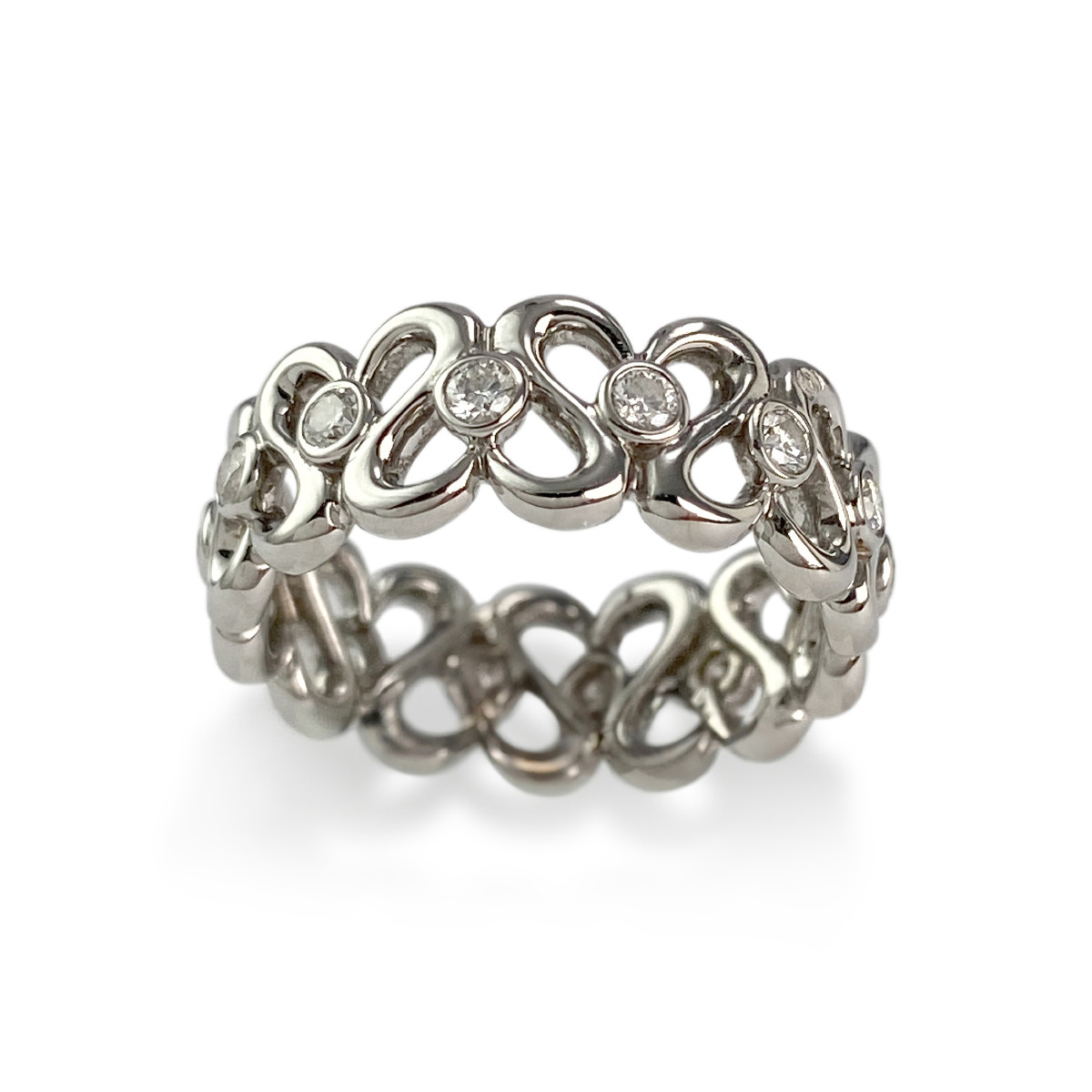 Bague d'occasion or 750 blanc diamants
