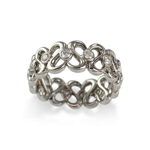 Bague d'occasion or 750 blanc diamants