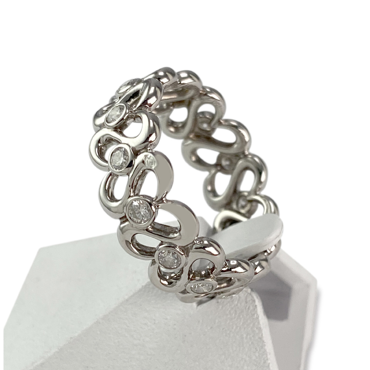 Bague d'occasion or 750 blanc diamants - vue 2